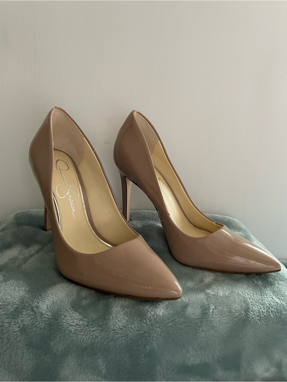 Jessica Simpson Patent Nude Pointed-Toe Stiletto Pumps
